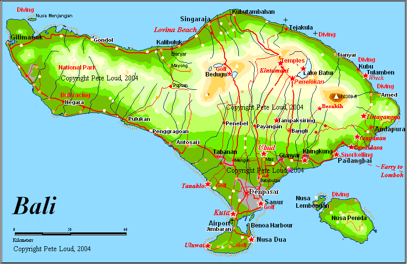 Tourist Map of Bali