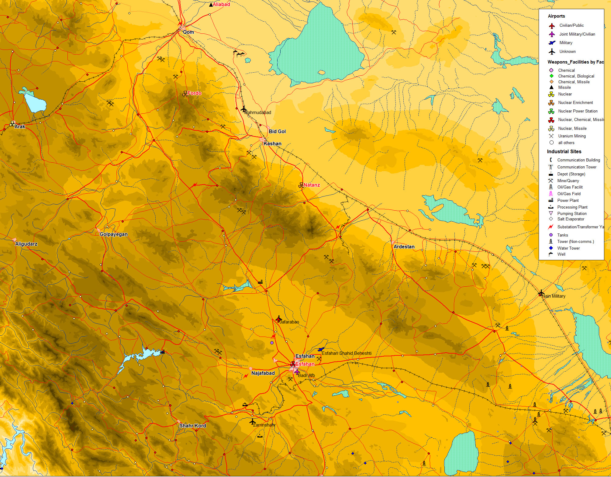 Map of Esfahan & Natanz, Iran